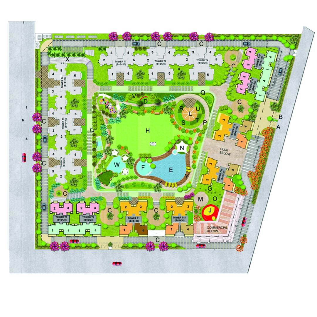 Aqua Casa by Elmas Group Sector 16B Greater Noida West Master Site Plan with 8 Towers and Central Park